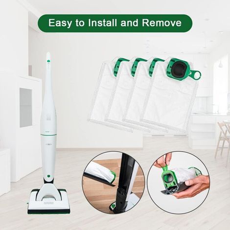 12 sacchetti per aspirapolvere Vorwerk Kobold VB100, alta filtrazione 0,3 µm, compatibili con FP100, ricambio ecologico per uso domestico (1/4)