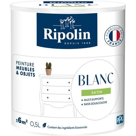 Pintura para muebles y objetos - Blanco - Satinado - Ripolin - 0,5L (1/5)