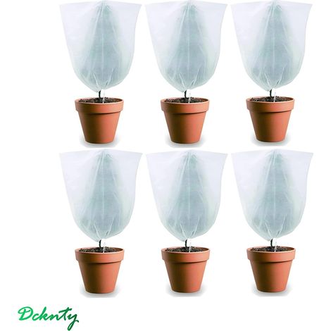 Lot de 6 Voiles d'Hivernage pour Plantes en Pot, Housse Anti-Gel Hivernale avec Cordon de Serrage, 60 Cm, Jardin Extérieur
