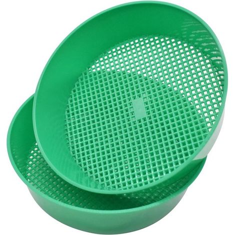 Setaccio da giardino, set di 2 setacci per terreno, setaccio per sabbia, setaccio per terreno in plastica, setaccio a rete in plastica, setaccio da giardino per piantine, rete da giardino per terricci (1/5)