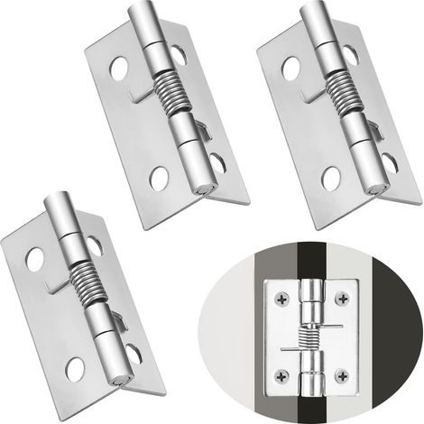 Charnières de meuble, charnières plates invisibles robustes en acier inoxydable pour meubles de cuisine, sans vis, pour grandes portes (2 pouces) (1/5)