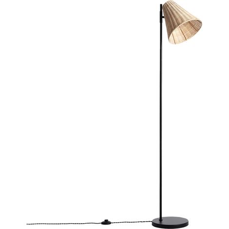 Lampadaire en métal avec abat-jour en rotin H151cm - Bois clair - Rio (1/5)