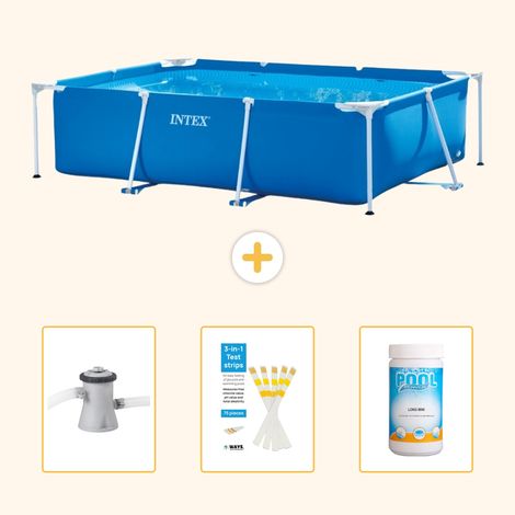 Intex – Piscine tubulaire rectangulaire 220x150x60 cm – PVC renforcé – Installation rapide en 30 min – Pompe à filtre 1250L/h incluse