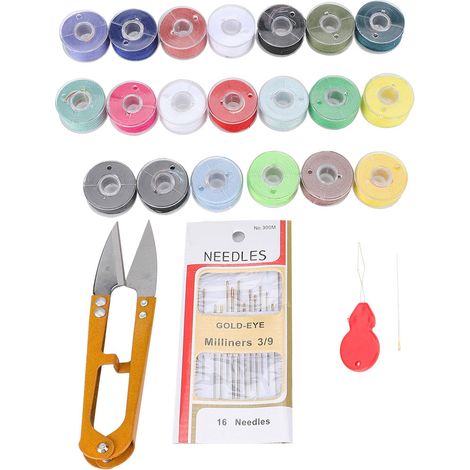 Kit de couture portable voyage maison avec ciseaux, fil, aiguilles, mètre ruban et boîte de rangement (1/5)