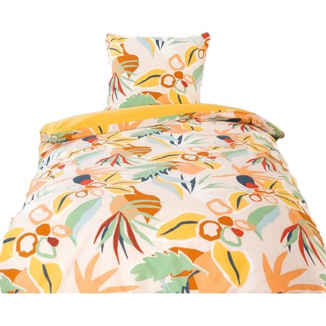 Parure de lit 1 place en coton adouci motif tropical AVENTURA (1/5)