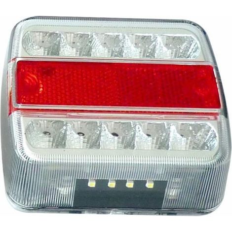 Feu arrière Led 13v 4 fonctions + catadioptre 100x100x40 mm