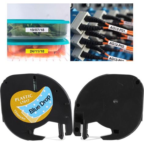 Compatible avec les rubans d'étiquettes Dymo, les autocollants Easy Sticker et Cute Label, gouttes d'eau bleu menthe de 12 mm (1/5)