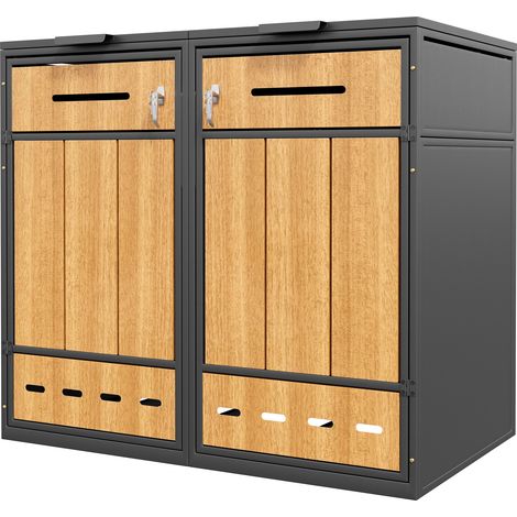 CAIziMeuble de rangement pour poubelles, peut contenir deux poubelles (1/5)