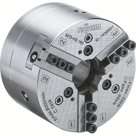 Röhm mandrin à serrage forcé KFD-HS 200, 3 mors, denture pointue 90°, logement de centrage cylindrique - 143888 (1/3)