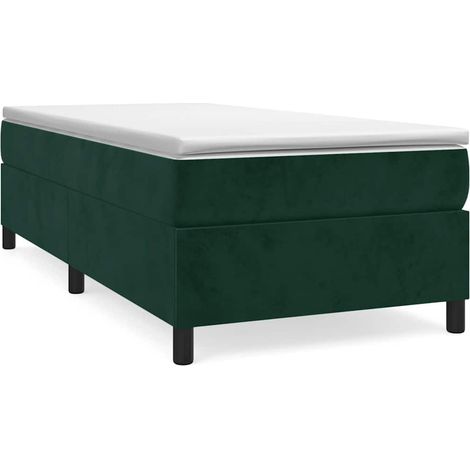 Lit simple Lit adulte Sommier à lattes de lit avec matelas Vert foncé 100x200 cm
