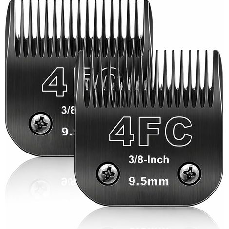 4F Lame de rechange pour toilettage de chiens,Compatible avec Les séries Heiniger/MOSER Max45 /Andis/Oster A5/Wahl 10KM Series Tondeuse pour Chien,Taille 4F 3/8" (9,5mm) Longueur de Coupe,2 unité Noir (1/5)