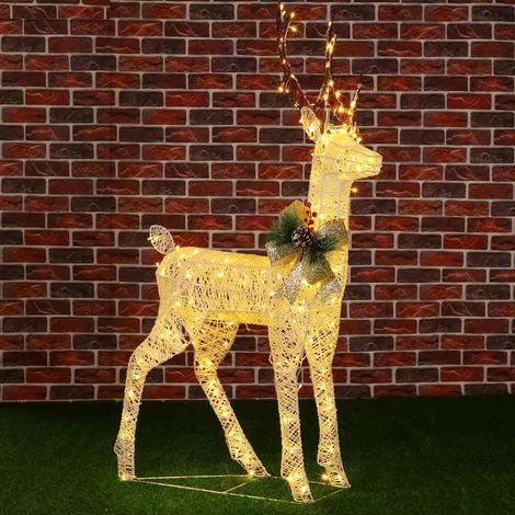 Renna Luminosa Natale Grande 130 cm Intreccio Corda Esterno 240 LED Bianco Caldo (1/5)