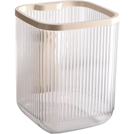 Poubelle de bureau en plastique, mini poubelle compacte pour table, crème blanche, 12.5x12.5x17cm, idéale pour maison et voiture (1/5)