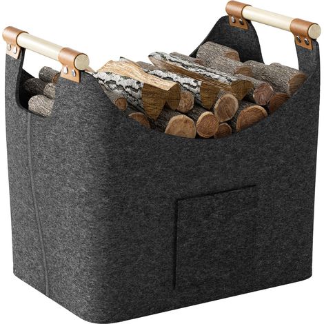 Wood baskets, Thick felt wood basket for log handles, Foldable log basket for buying logs, 503240cm (1/5)