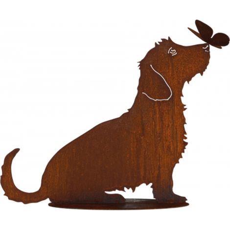 Chien teckel métal rouillé : Figurine décorative de jardin - Rouille (1/2)