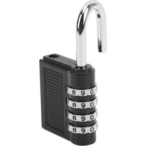 Cadenas De Casier - Code 4 Chiffres - Alliage De Zinc - Noir - Pour Gym Et Vestiaire - 1 Pièce
