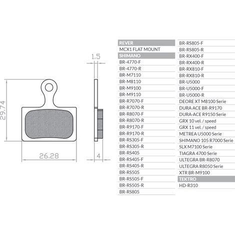 Pastillas de freno para bicicleta BRENTA BIKE, sinterizadas y metálicas, compatibles con Shimano Dura Ace BR-R9170, Ultegra BR-R8070, XTR BR-M9100, BR-RS805, BR-RS505, BR-RS405 y BR-RS305. (1/2)