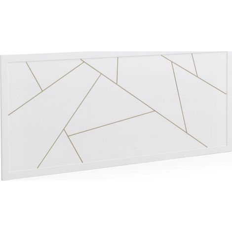 Tête de lit blanc laqué décor doré design contemporain - blanc mat incrustations dorées (1/3)