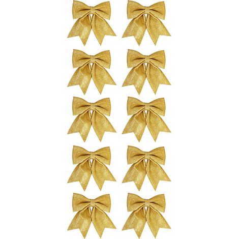 Nœuds de Noël - Lot de 10 - Ruban pailleté pour sapin de Noël - Décorations pour sapin de Noël - Convient pour les Couronnes, Emballages cadeaux et les fêtes de Noël - 12 x 15 cm - Rouge (1/5)