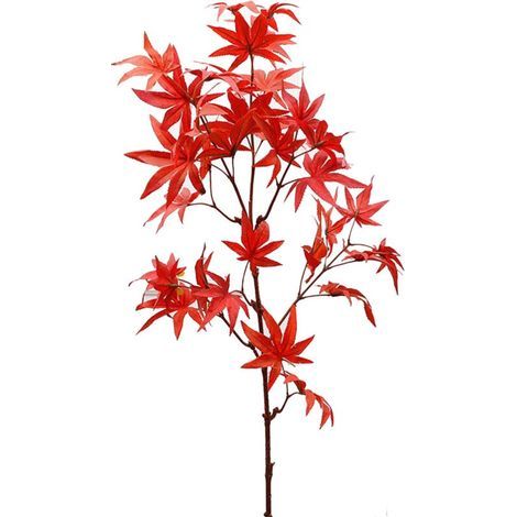 Rami di foglie d'acero simulate, lunghi 83 cm, ramo artificiale realistico, ornamento per la decorazione della casa, rosso (1/5)