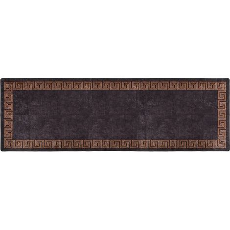 Tapis lavable antidérapant Tapis de salon Tapis d'entrée 80x300 cm Noir et doré 43081 (1/5)