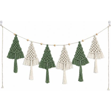 Kit de sapin de Noël en macramé, décoration murale tissée à la main, style bohème, coton, 85 cm (33,5 po) de large. (1/5)
