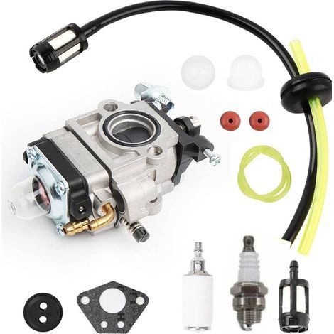Vergaser für Motorsense, Vergaser Motorsense Set, Freischneider Vergaser, Vergaser mit Zündkerze, 52cc 49cc 43cc mit Dichtung, Pumpe Starten, Schlauch, Ventil, Zündkerze und Benzinfilter (1/5)