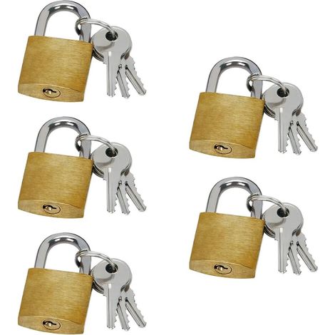 5 Pièces Petits Cadenas avec 3 Clés, 1,8 CM x 3 CM Serrures Etanches en Laiton pour Valise, Mini Cadenas Robuste pour Bagages, Casiers de sac de Voyage en Plein Air (1/5)