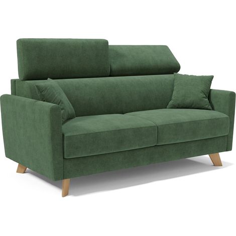 Francy Schlafsofa mit verstellbaren Kopfstützen aus abwaschbarem Stoff T17 200 cm (mat. 160x197) Grün