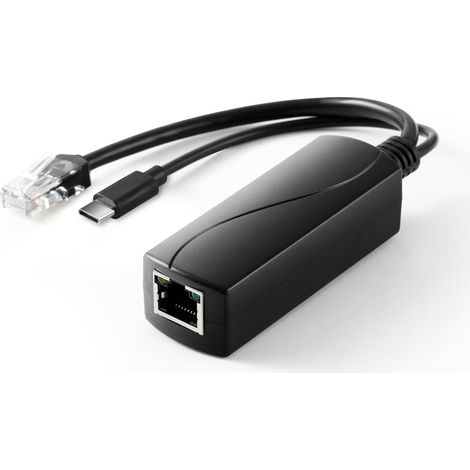 PoE Splitter - 48 V Vers 5 V 2.4 A USB-C - Compatible IEEE 802.3af/at - 100 Mbps Data Transfer - Pour Raspberry Pi IP Caméra IoT - 1 Pièce (1/5)