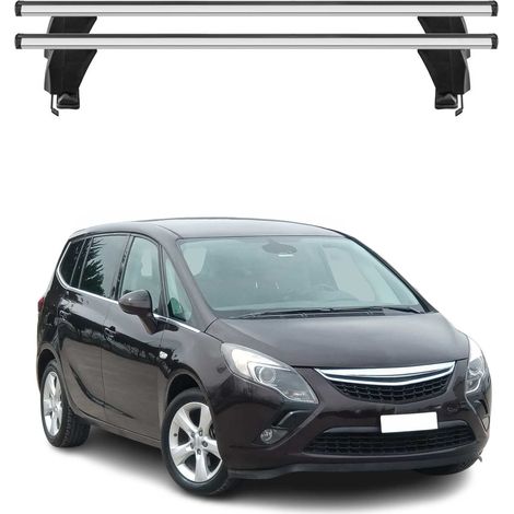 OMAC Dachträger Querträger Alu für Opel Zafira C Tourer 2011-2019 – Abschließbar – T-Nut – City-Crash-getestet – Max. 50 kg Silber (1/5)