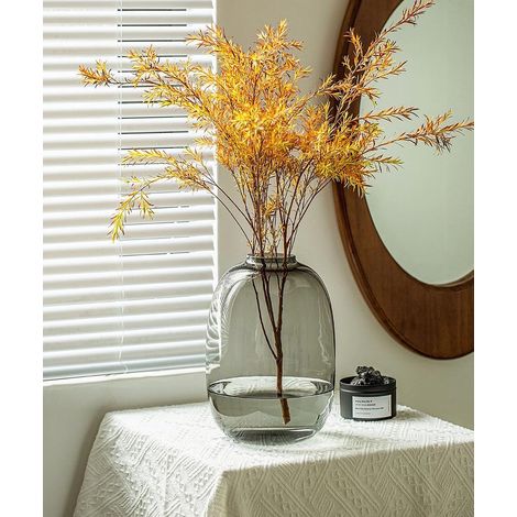 Vase en Verre fumé, Vase en Verre de Couleur Primaire, Vase de Table Transparent, Arrangement Floral pour Branche à Longue Tige, Plante Artificielle, décoration d'intérieur (Gris fumé) (1/5)