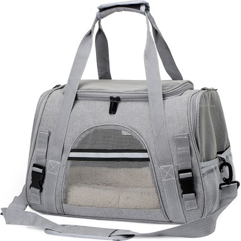 Sac de promenade pour animaux - Tissu Oxford - Convient aux animaux de petite et moyenne taille - Gris (1/5)