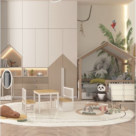 Mueble de almacenaje de plástico con 6 cajones para juguetes, blanco crema, 75 x 37 x 56,5 cm (1/5)