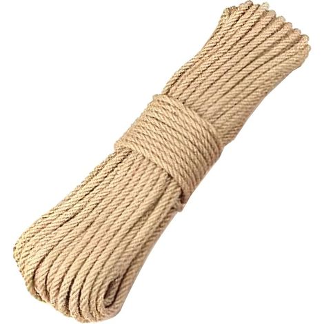50mètres Corde de jute naturelle Sisal Corde Ficelle en Jute à 4 couches Épaisseur - 6mm Mariage Décoration Maison Décoration Jardin Animaux de Compagnie Corde d'escalade Tir à la corde Arbre à chat (1/5)
