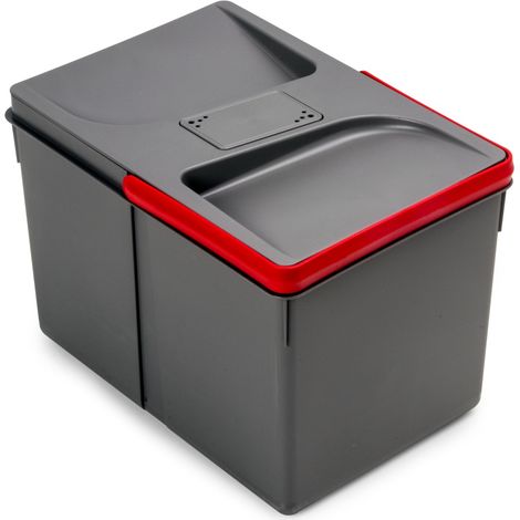 Emuca Recycle-Küchenschubladenbehälter mit geruchsdichtem Deckel, Höhe 216 mm, 1x12 Liter, Kunststoff anthrazitgrau