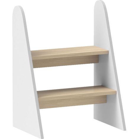 Kindertritthocker, 2 Stufen, für Kinder von 3 bis 8 Jahren, aus Holz, max. Belastung 20 kg, weiß (1/5)