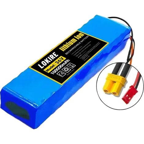 Batterie de Véhicule Électrique, 36V 100AH Lithium-Ion, Configuration 10S2P, XT30-JST (1/2)
