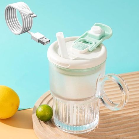 Vaso mezclador automático,vaso mezclador eléctrico de alta velocidad,vaso de viaje de vidrio impermeable con autoagitación y pajita (1/5)