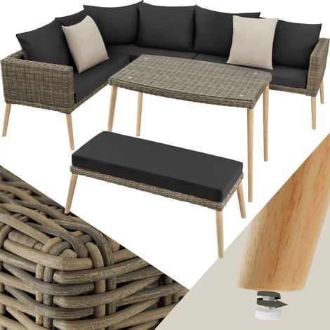 Salon en rotin avec cadre aluminium marron naturel (1/5)