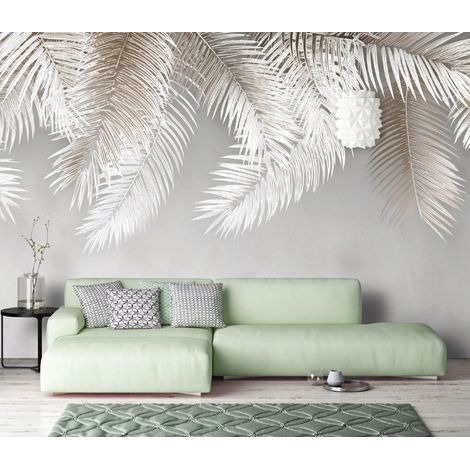 Fototapete Blätter Hängend Abstrakt, für Wohnzimmer und Schlafzimmer, 300 x 210 cm – Komplettset inkl. Kleister & Anleitung (1/5)