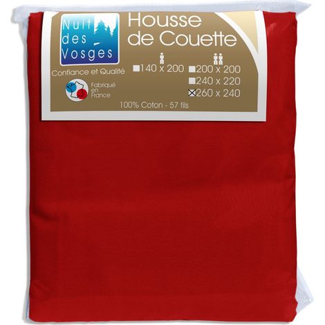 Housse de Couette Uni Coton Bordeaux 240 x 260 cm (1/2)