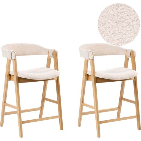 Set mit 2 Barstühlen DAY Bouclé Hellbraun / Hellbeige