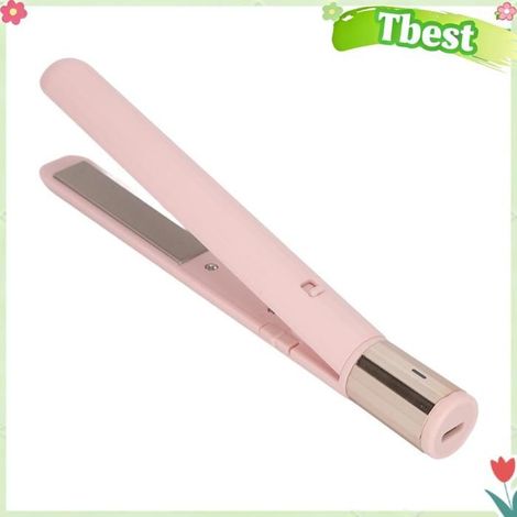 Tbest mini fer plat Mini fer à lisser 2 en 1, USB, température réglable, petit fer à lisser, bigoudi, fer beaute manuelle Rose (1/5)