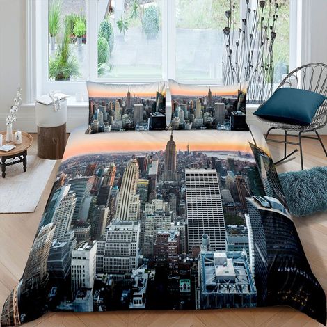 2 pièces avec Housse de Couette Paysage de New York City Manhattan et Paysage Urbain (1/4)