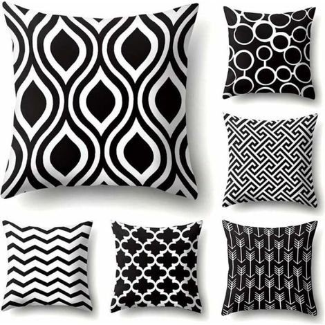 Taie D'oreiller Géométrique Super Doux Pour Canapé-Lit Canapé Coussin Housse De Coussin Maison Décoratif 45x45cm,Set De 6 (Motif (1/4)