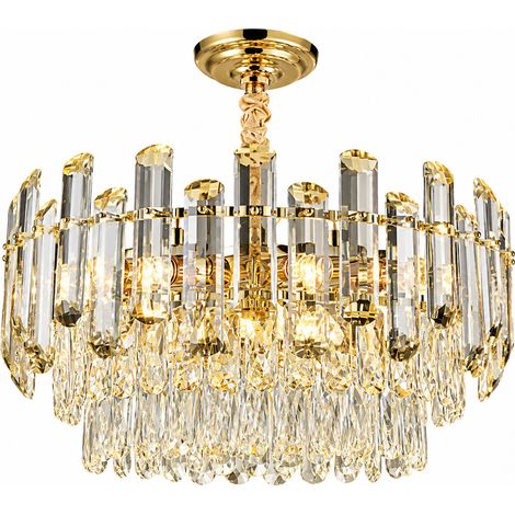 Suspension dorée LED en cristal, design incliné design en verre, 3 couleurs de lumière, dimmable, élégante lampe de luxe (1/5)
