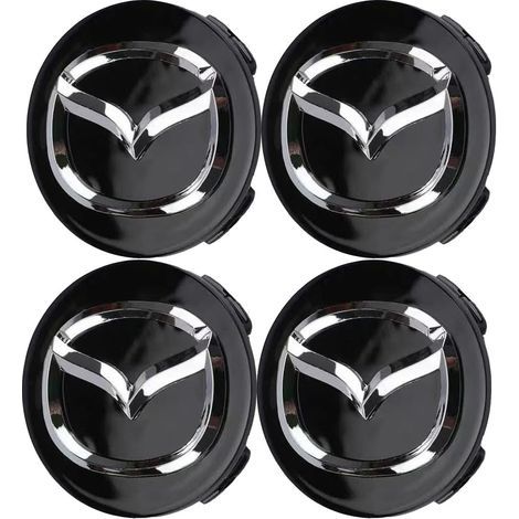 4 pièces Cache Moyeu pour Mazda MX-5 NC, Enjoliveur Centre Roue pour Pneu Voiture, Étanche Capuchons de Moyeu, Accessoire Véhicules,Normal-Black