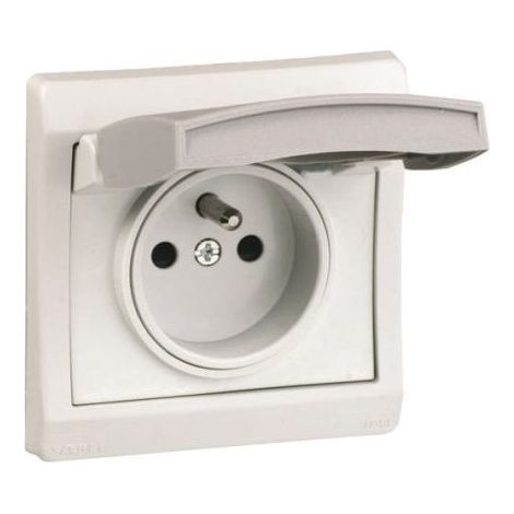 Schneider Electric – Prise de courant à clapet 2P+T NF ENN39130 – blanc – encastré – IP44 – IK08 – pour espaces humides