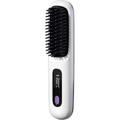 Peigne lisseur portable adapté aux cheveux abîmés - Peigne de coiffage rechargeable à chauffe rapide (1/5)